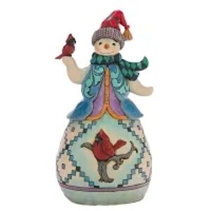 JIM SHORE HEARTWOOD CREEK - SEASON OF CHEER - SNOWMAN WITH CARDINALTRIBUTE